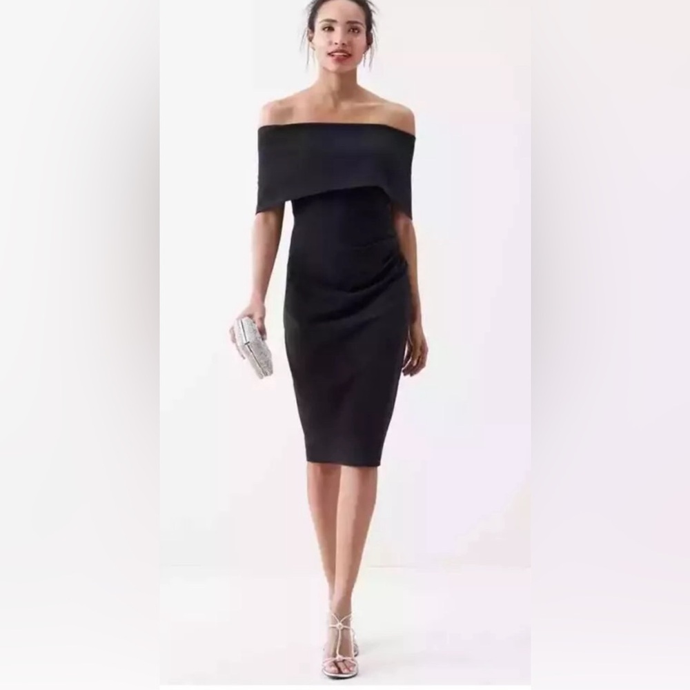 VINCE CAMUTO Popover Cocktail black off the shoulder Dress size 8